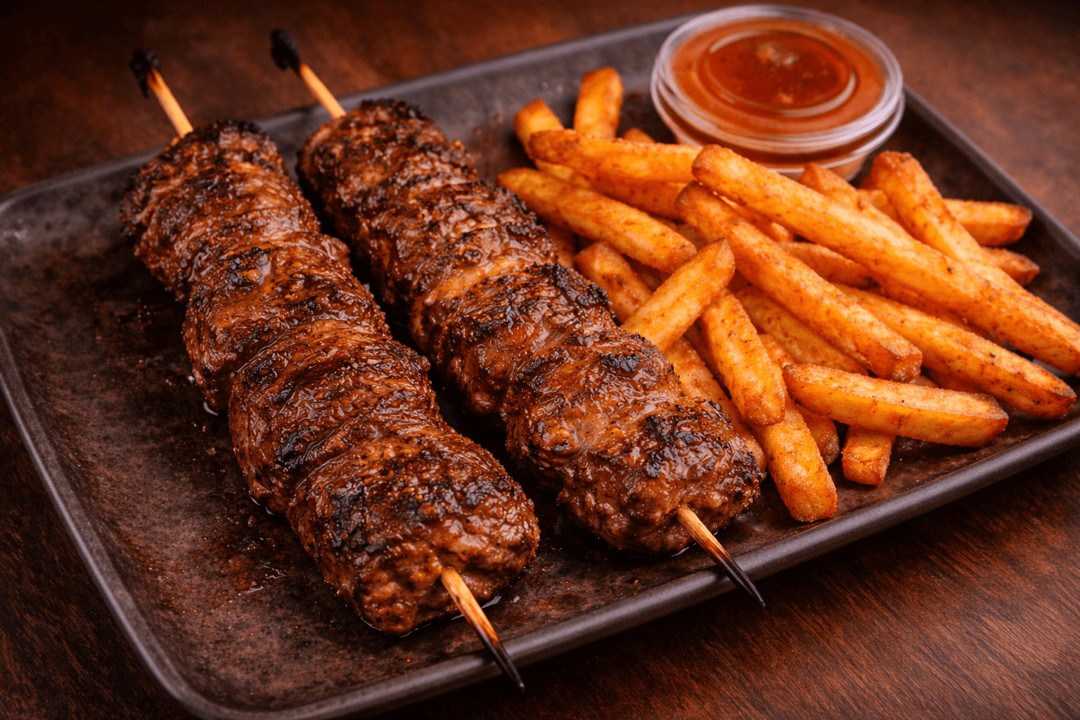 Beef Mishkaki and Fries